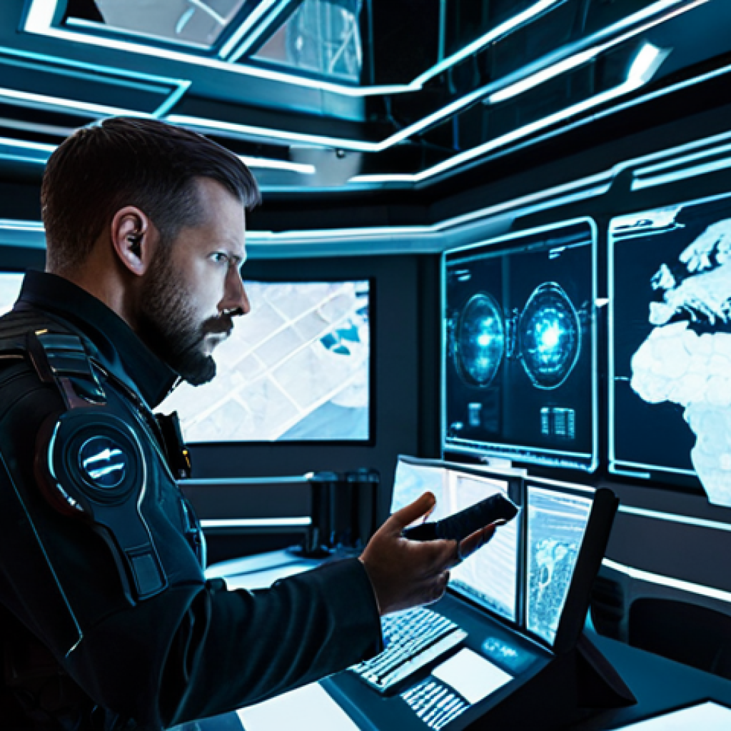 A focused male strategist in a professional, modest tactical suit. Standing in a high-tech, futuristic command center. Large holographic displays in the background show intricate city building schematics and detailed research trees for game production efficiency. The lighting is cool and ambient, reflecting off the polished surfaces. He is looking intently at a floating screen, perhaps gesturing subtly with one hand, deeply immersed in strategic planning. Professional photography, cinematic lighting, ultra-detailed, high resolution, perfect anatomy, correct proportions, natural pose, well-formed hands, proper finger count, natural body proportions, safe for work, appropriate content, fully clothed, professional.